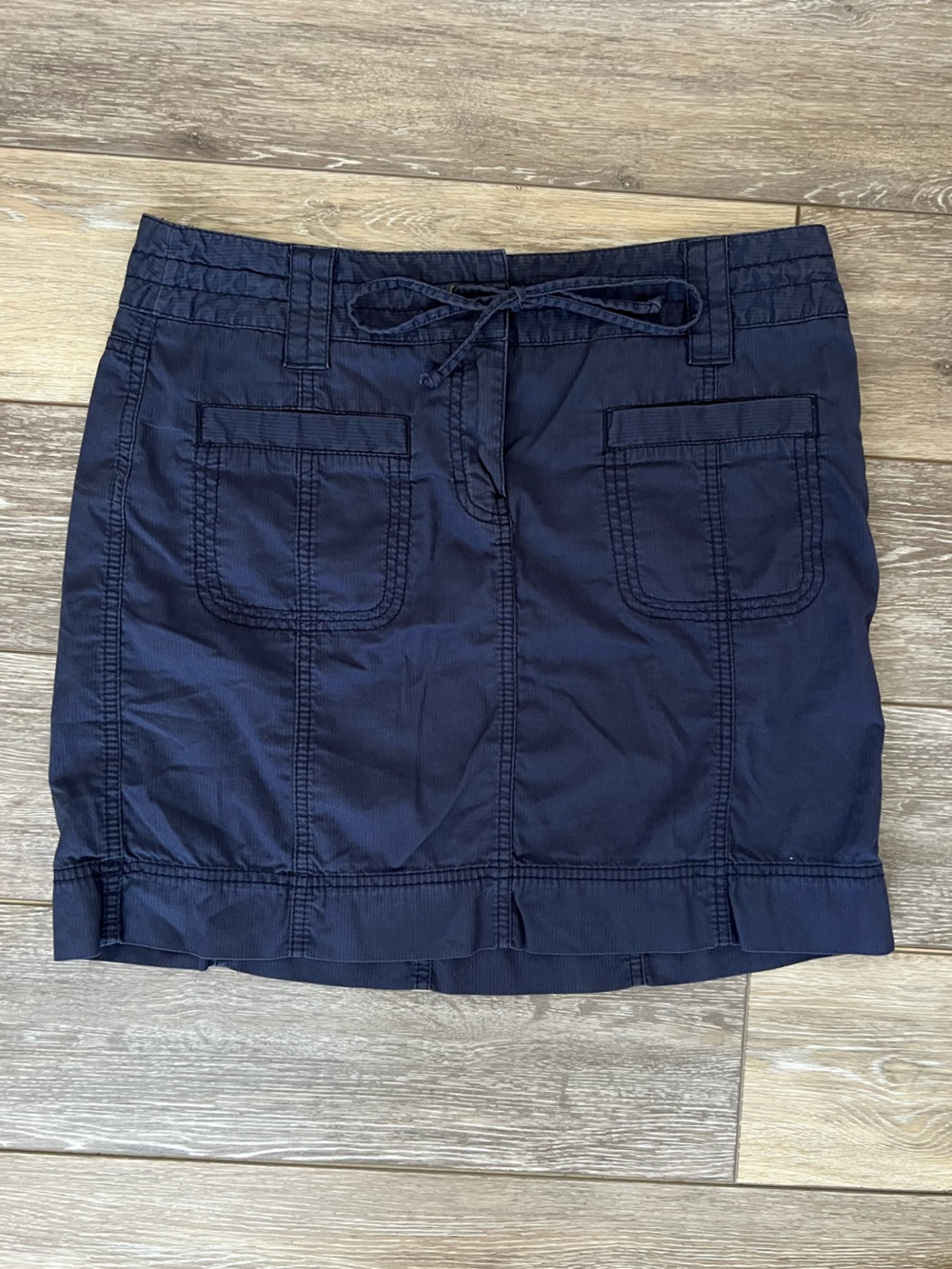 Ann Taylor Loft Navy Drawstring Utility Mini Skirt